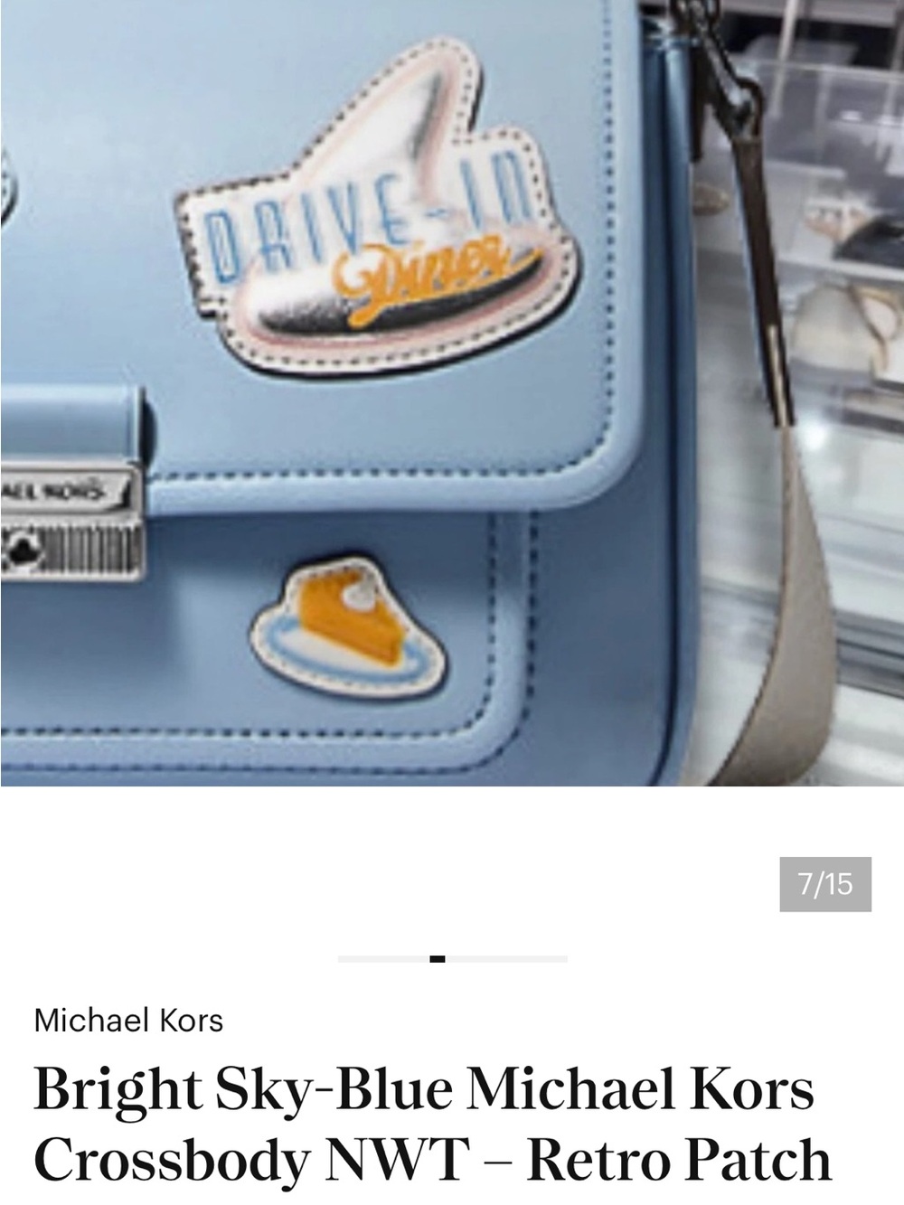 Michael Kors Sky Blue Crossbody with Retro Patch Accents - Picture 6 of 14